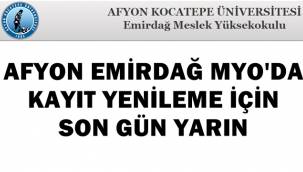Afyon Emirdağ MYO'da kayıt yenileme duyurusu