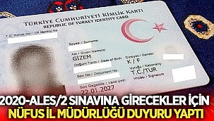Afyon İl Nüfus Müdürlüğü'nden 2020-ALES/2 için önemli duyuru 