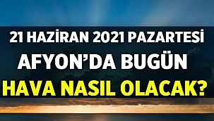 21 Haziran 2021 Pazartesi Afyon'da hava durumu
