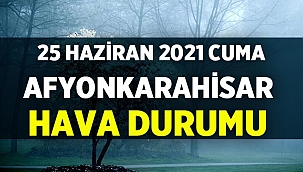 25 Haziran 2021 Cuma Afyon'da hava durumu