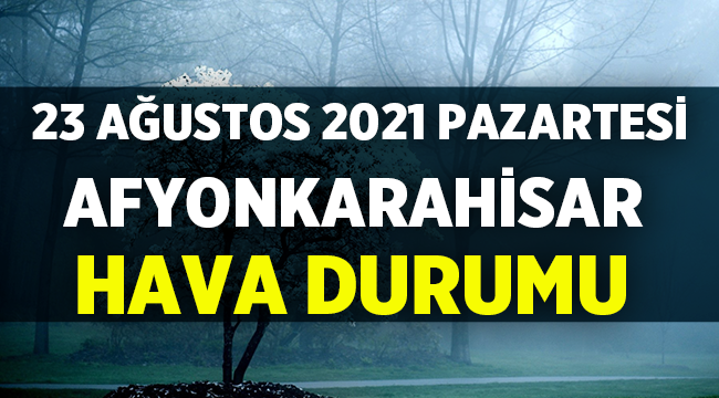 23 Ağustos 2021 Pazartesi Afyonkarahisar'da Hava Durumu
