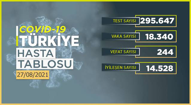 28 Ağustos 2021 Koronavirüs tablosu: 244 kişi vefat etti 