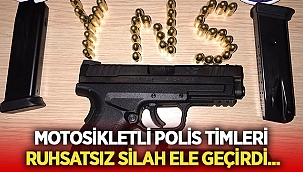 Afyon'da Motosikletli polis timleri ruhsatsız silah ele geçirdi