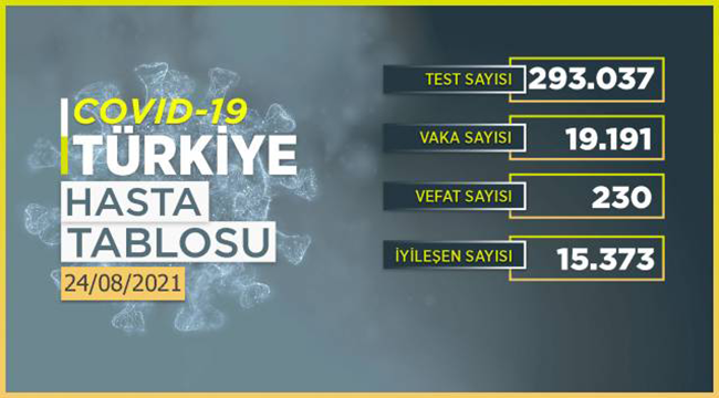 Koronavirüs 24 Ağustos 2021 kaç kişi vefat etti?
