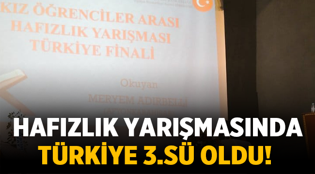 Afyon'lu öğrenci hafızlık yarışmasında Türkiye 3.sü oldu! 