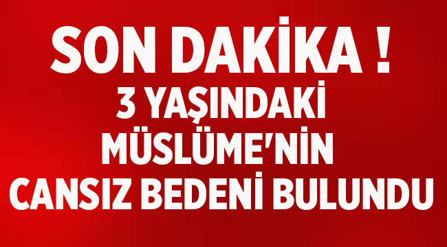 3 yaşındaki Müslüme'nin cansız bedeni bulundu