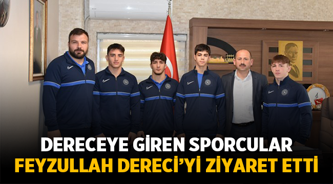 Afyonda dereceye giren sporcular, Feyzullah Dereci’yi ziyaret etti