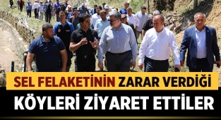 Uluçay ve Özkaya, Selden zarar gören köyleri ziyaret ettiler