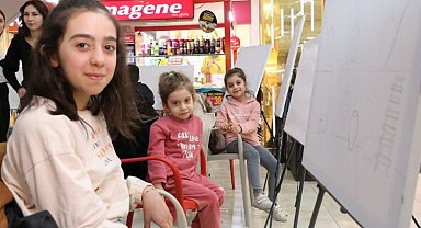 Çocukların hayal gücü tuvallere yansıdı
