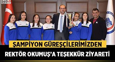 AFSÜ’ye Ziyaret: Şampiyon Güreşçilerimizden Rektör Nurullah Okumuş’a Teşekkür Ziyareti