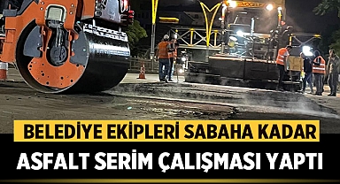 Afyonkarahisar Belediyesi, Sabaha Kadar Asfalt Serim Çalışması Yaptı