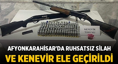 Afyonkarahisar'da ruhsatsız silah ve kenevir ele geçirildi