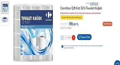 Carrefour'dan Tuvalet Kağıdı Kampanyası: Carrefour Çift Kat 32'li Tuvalet Kağıdı Satışta!