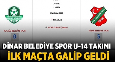 Dinar Belediye Spor U-14 Takımı İlk Maçta Galip Geldi