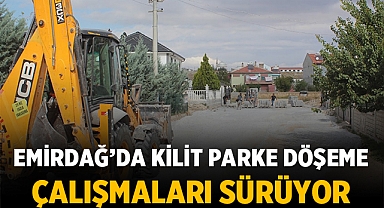 Emirdağ'da Kilit Parke Döşeme Çalışmaları Sürüyor