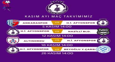 HES İlaç Afyonspor'un Kasım Ayı Maçları Belli Oldu