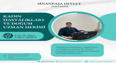 Sinanpaşa Devlet Hastanesinde Doktor Ömer Çağatay Mesut görevine başlıyor