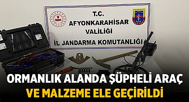 Afyonkarahisar, Bayat İlçesi: Ormanlık Alanda Şüpheli Araç ve Malzeme Ele Geçirildi