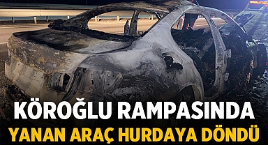 Afyonkarahisar'da yanan araç hurdaya döndü