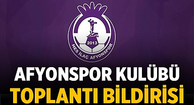 Afyonspor Kulübü Olağanüstü Genel Kurul Toplantısı Yapacak