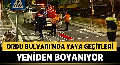 Afyonkarahisar'da Ordu Bulvarı Yaya Geçitleri Yeniden Boyanıyor
