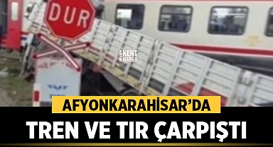 İhsaniye-Akören Demiryolunda Tren ve Tır Çarpıştı
