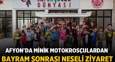 Afyon'da Minik Motokrosçulardan Bayram Sonrası Neşeli Ziyaret