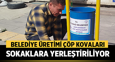 Sultandağı’nda belediye üretimi çöp kovaları sokaklara yerleştiriliyor