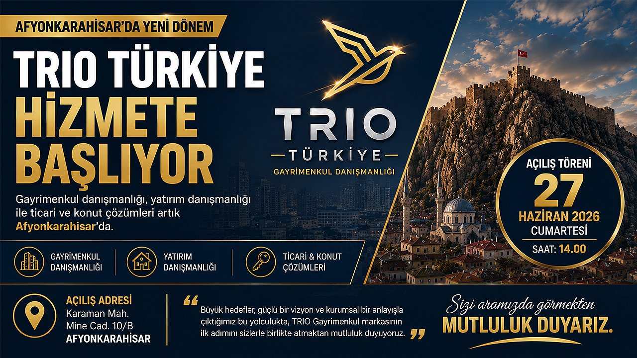 Afyonkarahisar'da TRIO Türkiye yeni ofisiyle gayrimenkul sektörüne giriş yapıyor