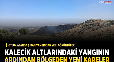 Afyonkarahisar'da Kalecik Altlarındaki Otluk Alanda Çıkan Yangından Yeni Görüntüler