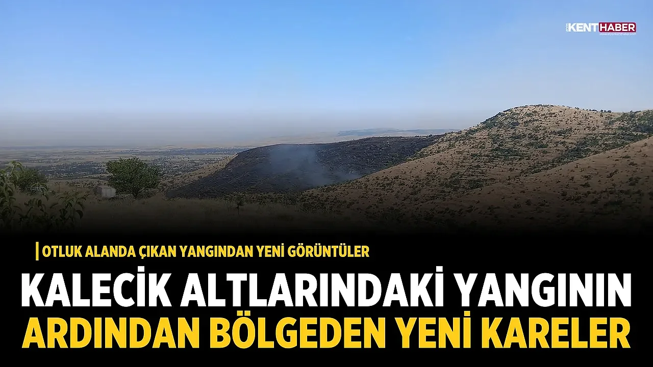 Afyonkarahisar'da Kalecik Altlarındaki Otluk Alanda Çıkan Yangından Yeni Görüntüler