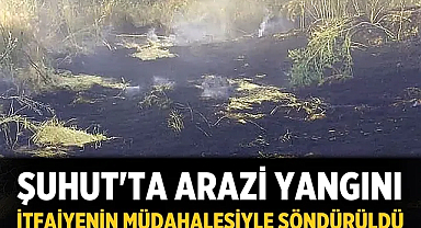 Şuhut'ta arazi yangını itfaiyenin müdahalesiyle söndürüldü