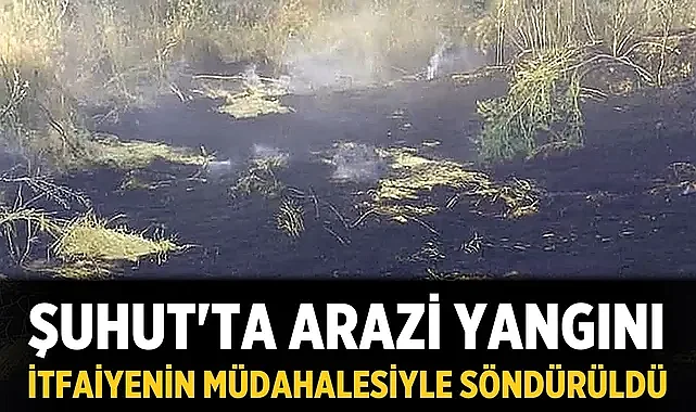 Şuhut'ta arazi yangını itfaiyenin müdahalesiyle söndürüldü