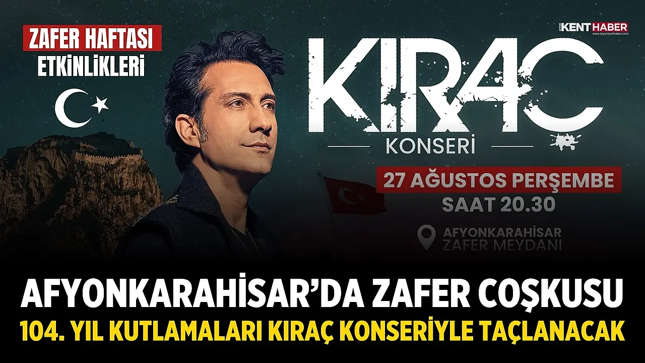 Afyonkarahisar’da Zafer Coşkusu: 104. Yıl Kutlamaları Kıraç Konseriyle Taçlanacak