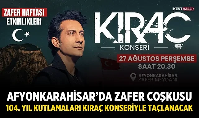 Afyonkarahisar’da Zafer Coşkusu: 104. Yıl Kutlamaları Kıraç Konseriyle Taçlanacak