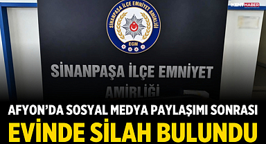 Afyon’da sosyal medya paylaşımı sonrası evinde silah bulundu