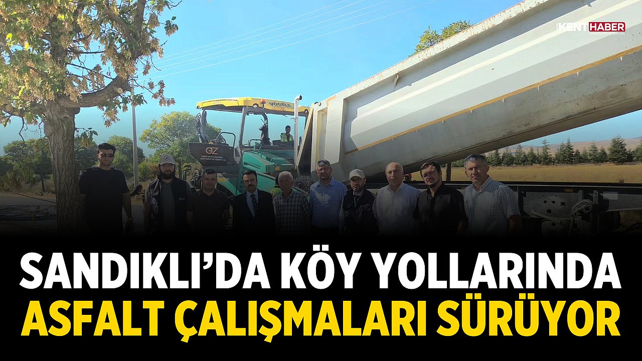 Sandıklı'da köy yollarında asfalt çalışmaları sürüyor