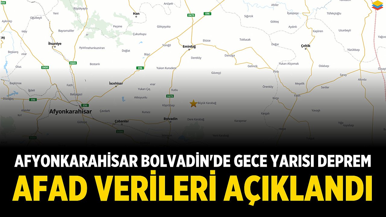 Afyonkarahisar Bolvadin'de gece yarısı deprem: AFAD verileri açıklandı