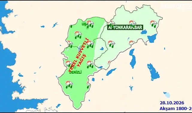 Afyonkarahisar'da 29 Ekim'de Sağanak Yağış Bekleniyor