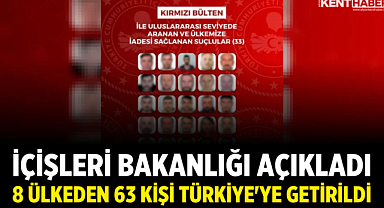 İçişleri Bakanlığı Açıkladı: 8 Ülkeden 63 Kişi Türkiye'ye Getirildi