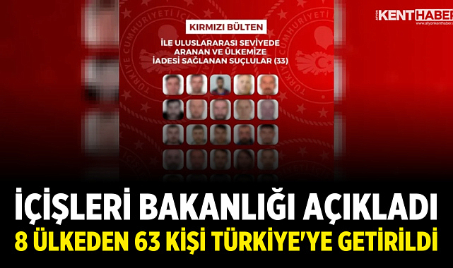İçişleri Bakanlığı Açıkladı: 8 Ülkeden 63 Kişi Türkiye'ye Getirildi
