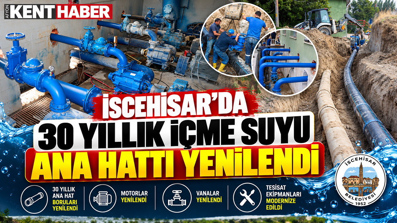 İscehisar'da 30 yıllık içme suyu ana hattı yenilendi