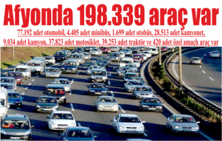 Afyonda 198.339 araç var