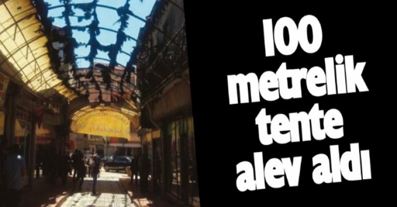Sandıklı'da 100 metrelik tente alev aldı