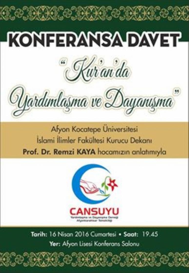 Afyon Cansuyu Yardımlaşma ve Dayanışma Derneğinden Konferans