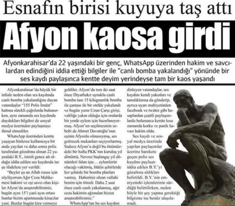 Kuyuya Taş Attı, Haber Afyon'u Salladı !!!