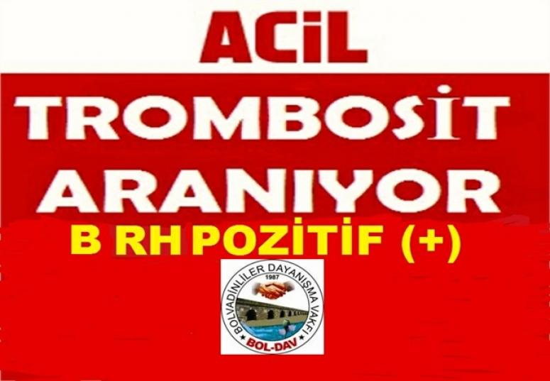 ACİL TROMBOSİT KAN ARANIYOR.!