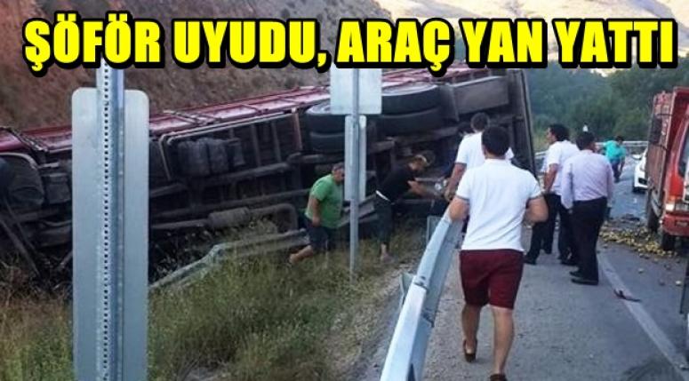 SÖFÖR UYUDU, ARAÇ YAN YATTI !!!